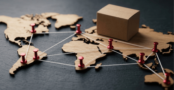 A global fulfillment network connecting warehouses, stores, and distribution centers to evaluate eligible locations for order assignment.