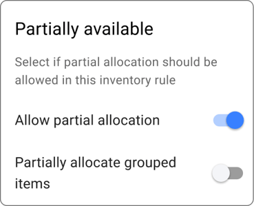 Partially available card