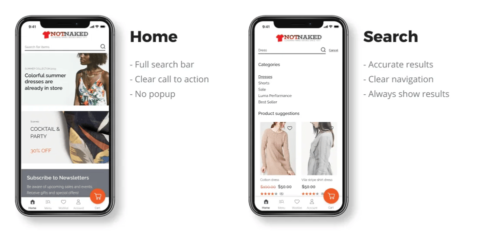 UI of eCommerce shopping page