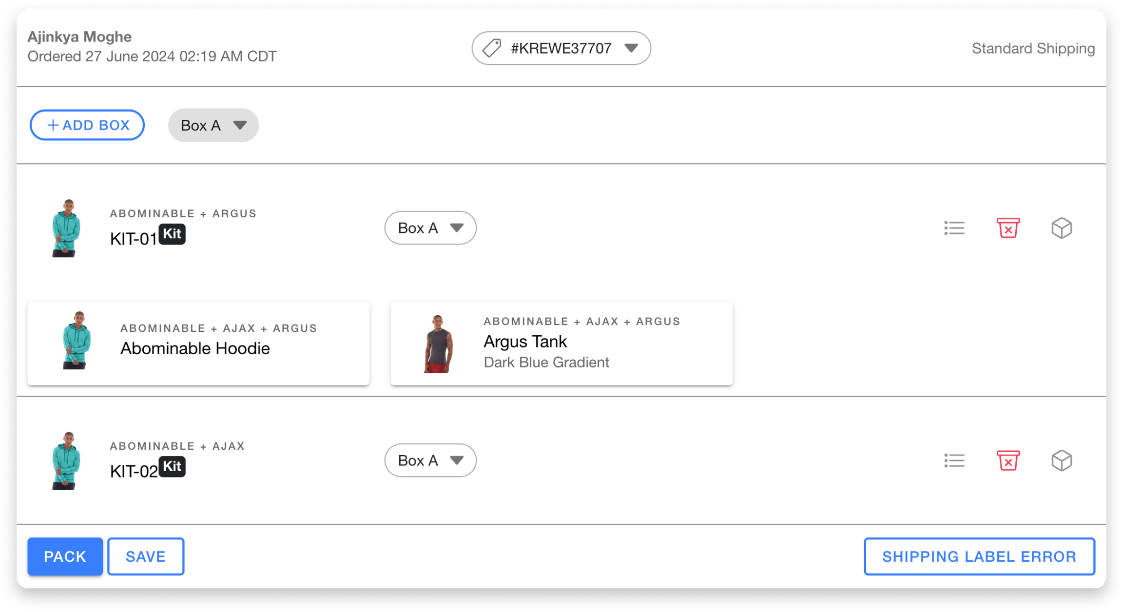 Fulfillment app- kit product visibility
