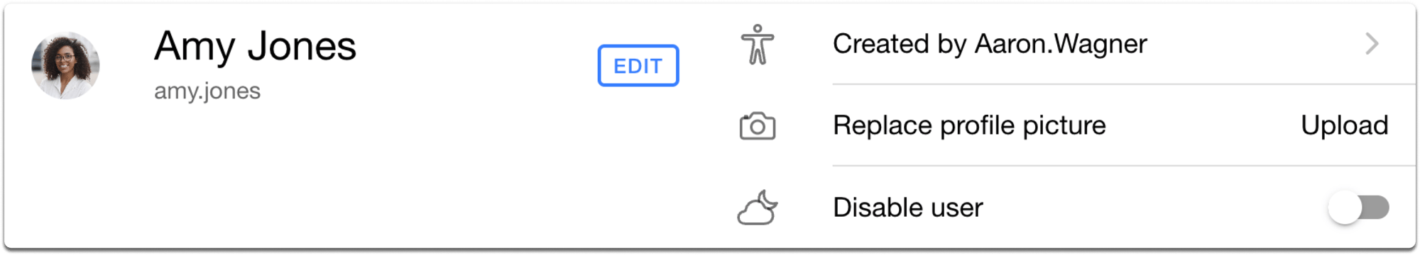 Profile settings card