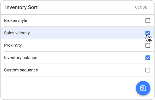 Prioritize sales velocity in inventory-sorting