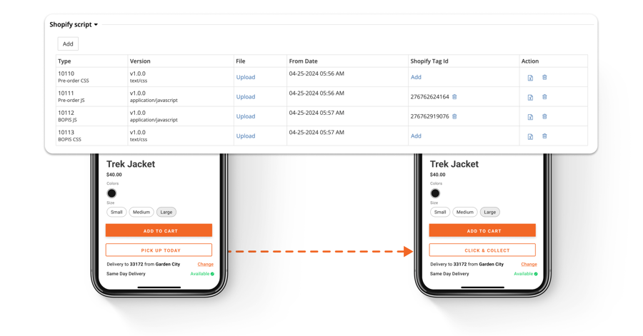 configure shopify bopis pre order scripts
