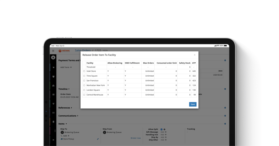 Release Individual Orders to Stores or Warehouses