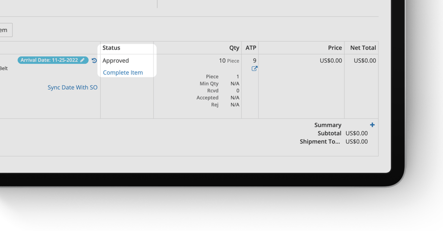 Marking Purchase Order Items as “Complete” After Receiving On-Order Inventory