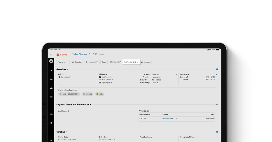 ‘Refresh’ cancelled orders to retrieve changes from Shopify