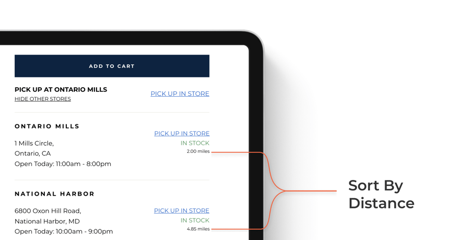 Sort Pick-Up Locations on PDP based on Distance from the Customer’s Location