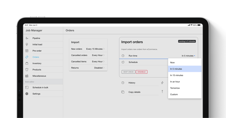 Select Pre-defined Job Run-time Options