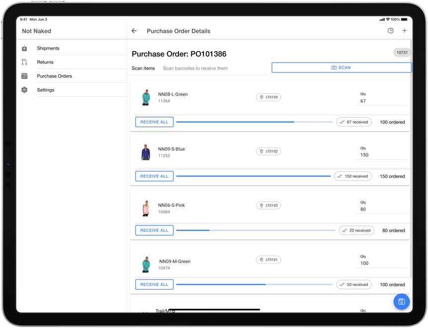 Inventory Receiving App_ Purchase Order Details