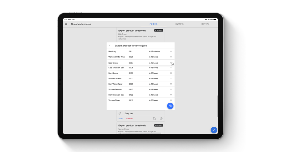 drag and drop to re-order threshold rules