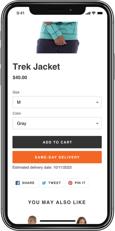 Same-day delivery and ETA on PDP