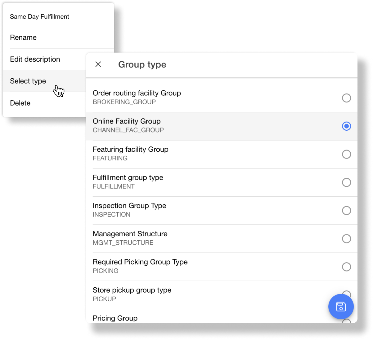 Select Group Type