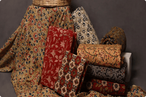 Display of traditional printed fabrics and handcrafted textiles
