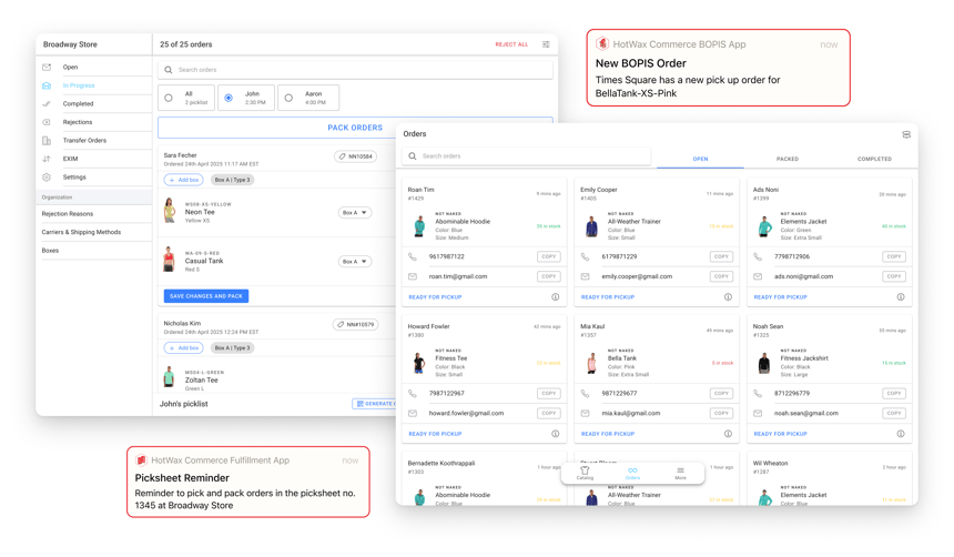 Store fulfillment app for ship from store and BOPIS, part of an order management platform