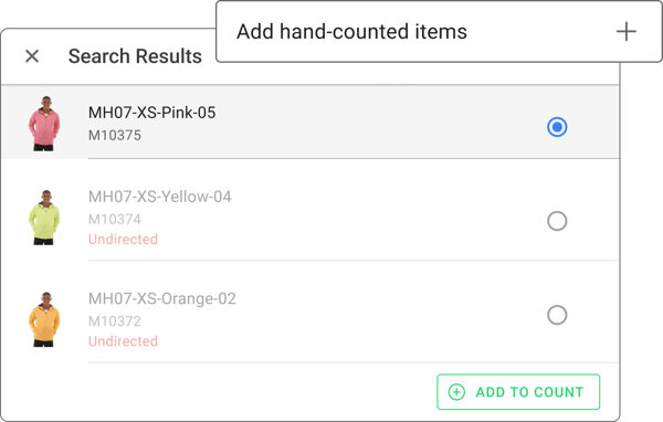 Add hand-counted items screen for products without barcodes
