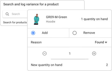 Logging a variance for one product without running a full cycle count
