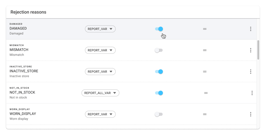 Role-Based Rejection Reasons
