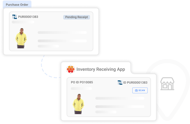 NetSuite purchase order received in the HotWax Inventory Receiving App