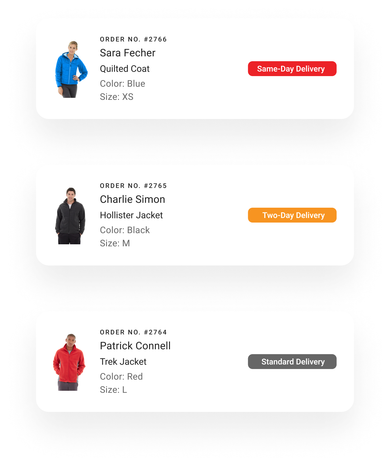 Orders sorted by same day, two day, and standard delivery before order routing