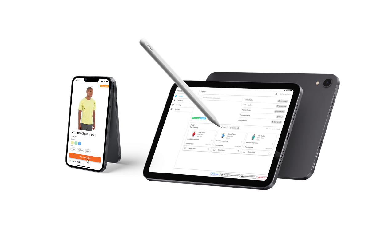 Pre-order product page dashboard for reviewing and releasing pre-order items.