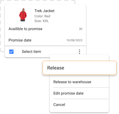Releasing a pre-order item by order to fulfill a customer request