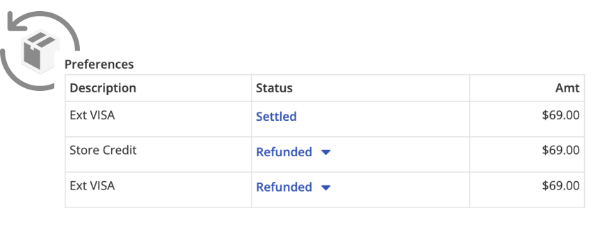 In-store return refund details with payment status, in the HotWax Commerce October 2023 release