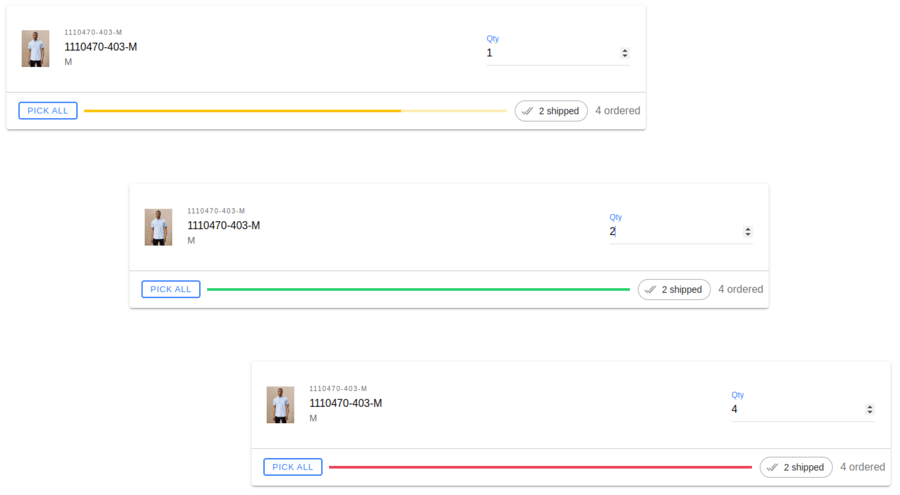 Transfer order progress bar on a tablet, in the HotWax Commerce July 2024 release