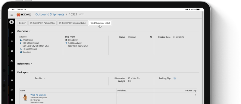 Shipping label voided after 24 hours, in the HotWax Commerce January 2025 release