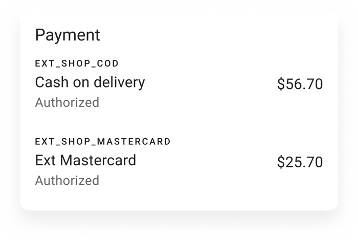 Order payment preferences with cash on delivery and card amounts, in the HotWax Commerce September 2025 release