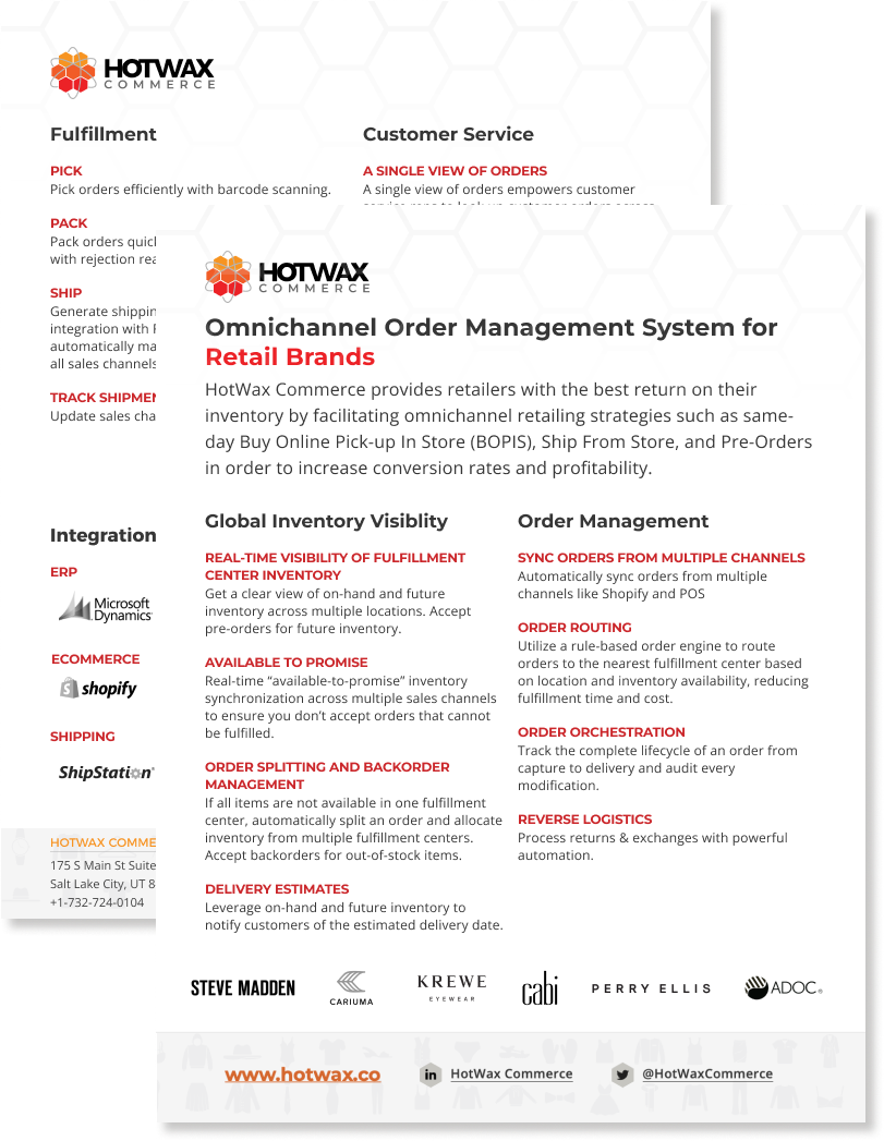 HotWax Commerce feature overview solution brief pages