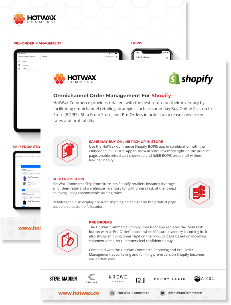 HotWax OMS for Shopify solution brief pages