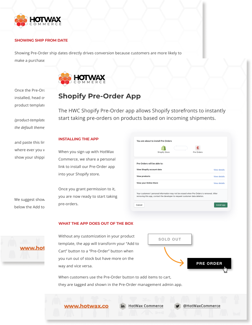 Shopify Pre-Order App solution brief pages