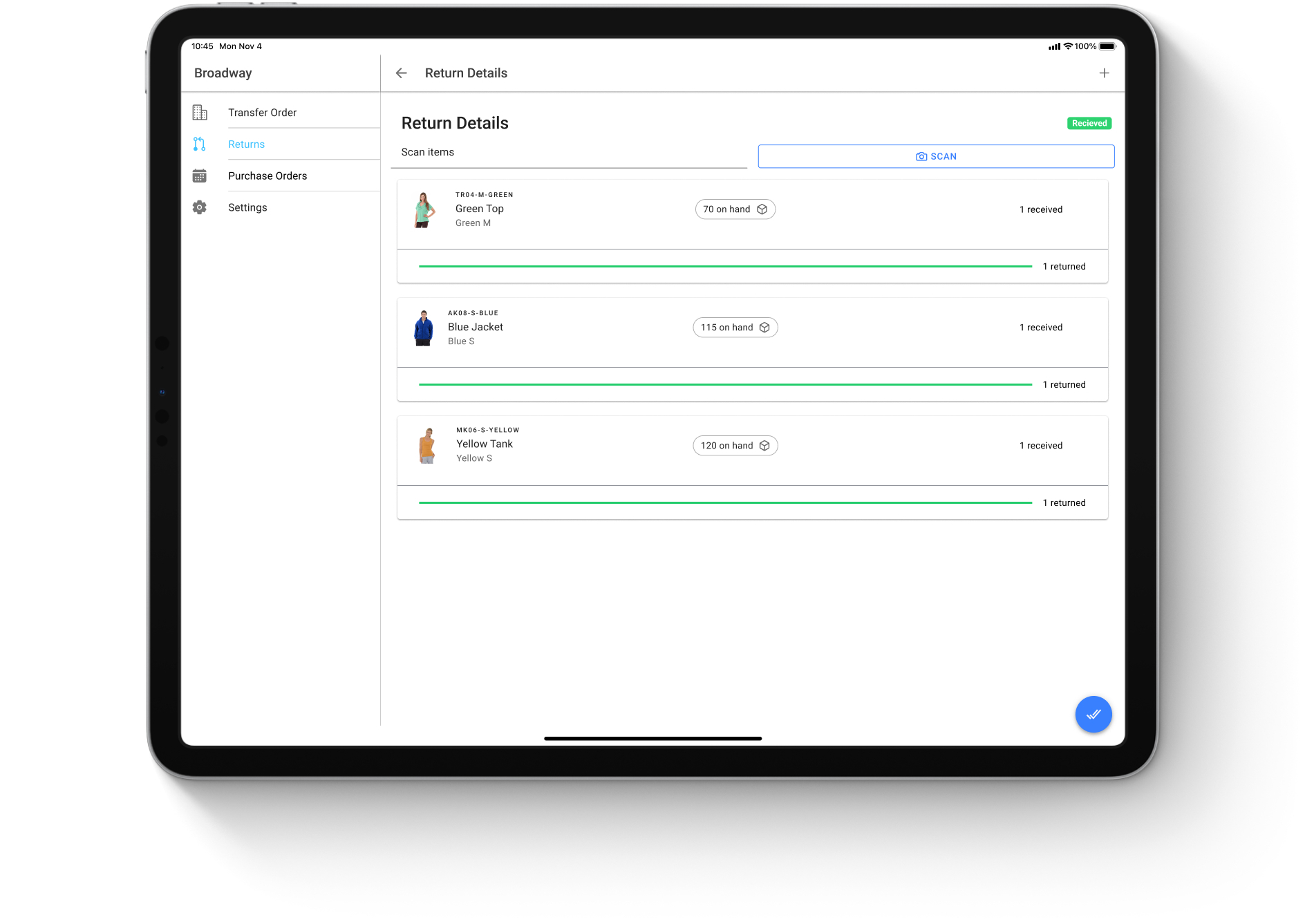 store inventory management receiving returns