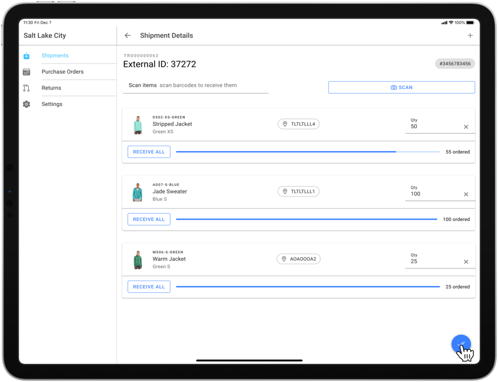Receiving a transfer order in store with HotWax Commerce