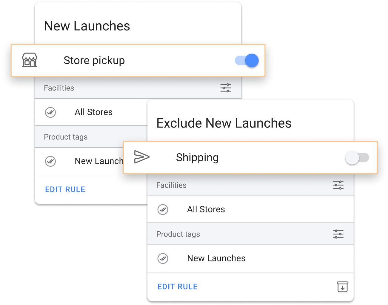 Product-level inventory rules by fulfillment location