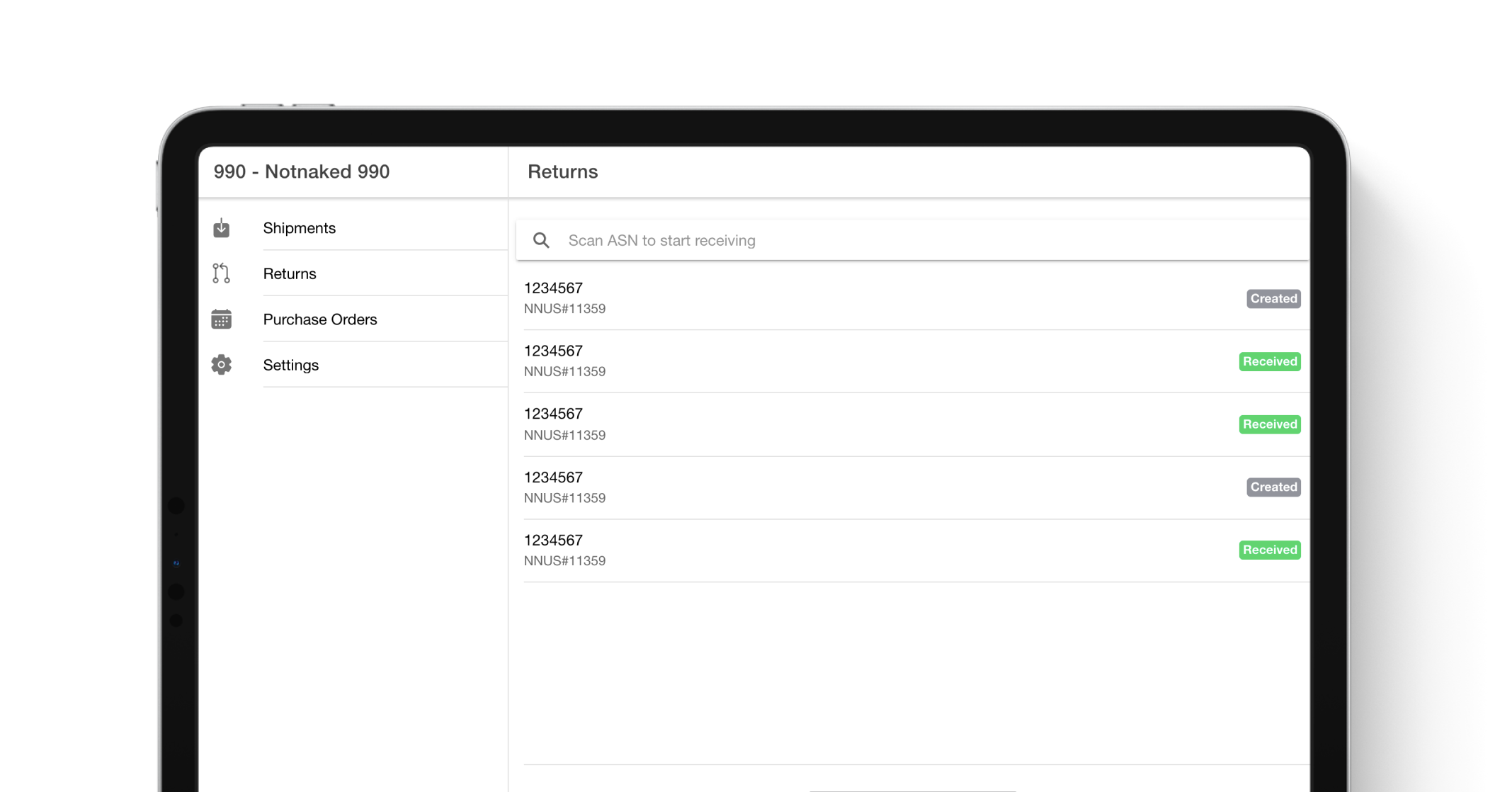 New Returns Receiving Workflow