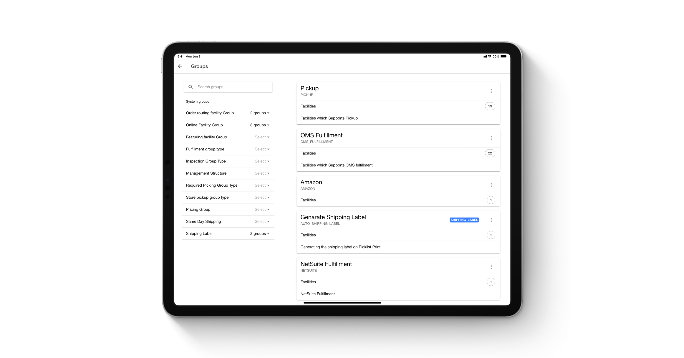 Facility Groups Page