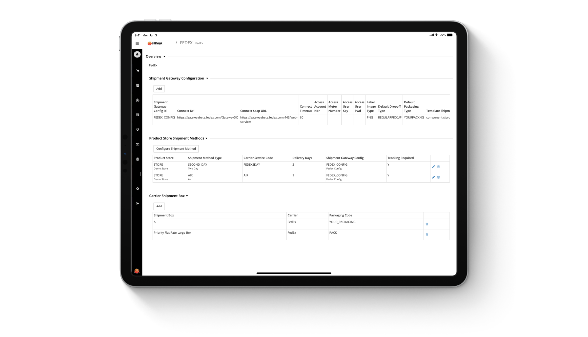 Added a new Page to Setup Shipping Carriers