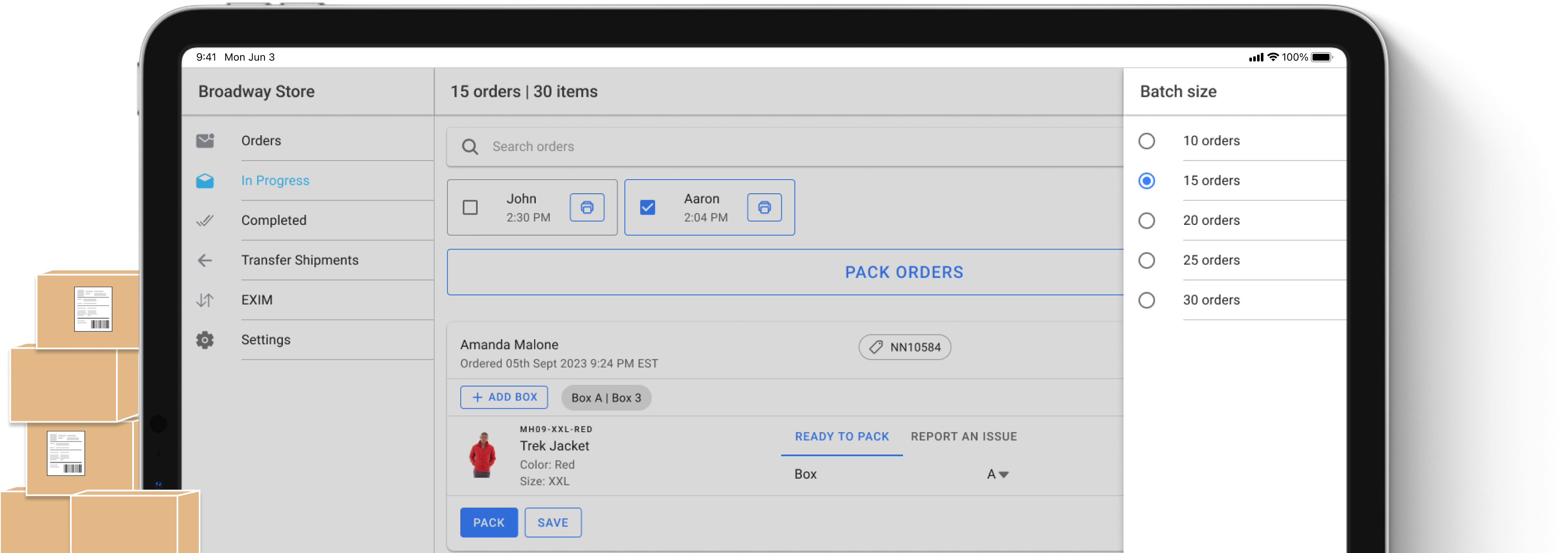 Pick and Pack orders