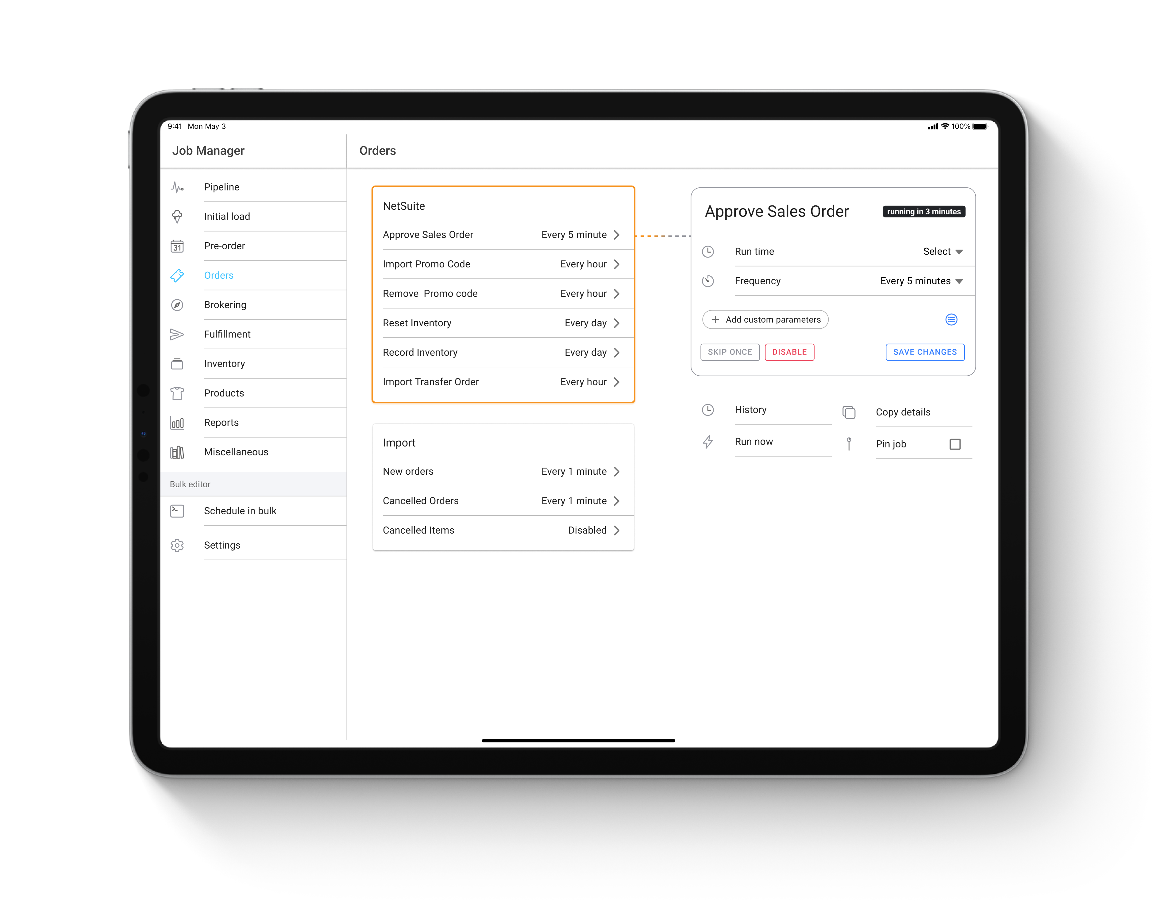 NetSuite jobs in Job Manager