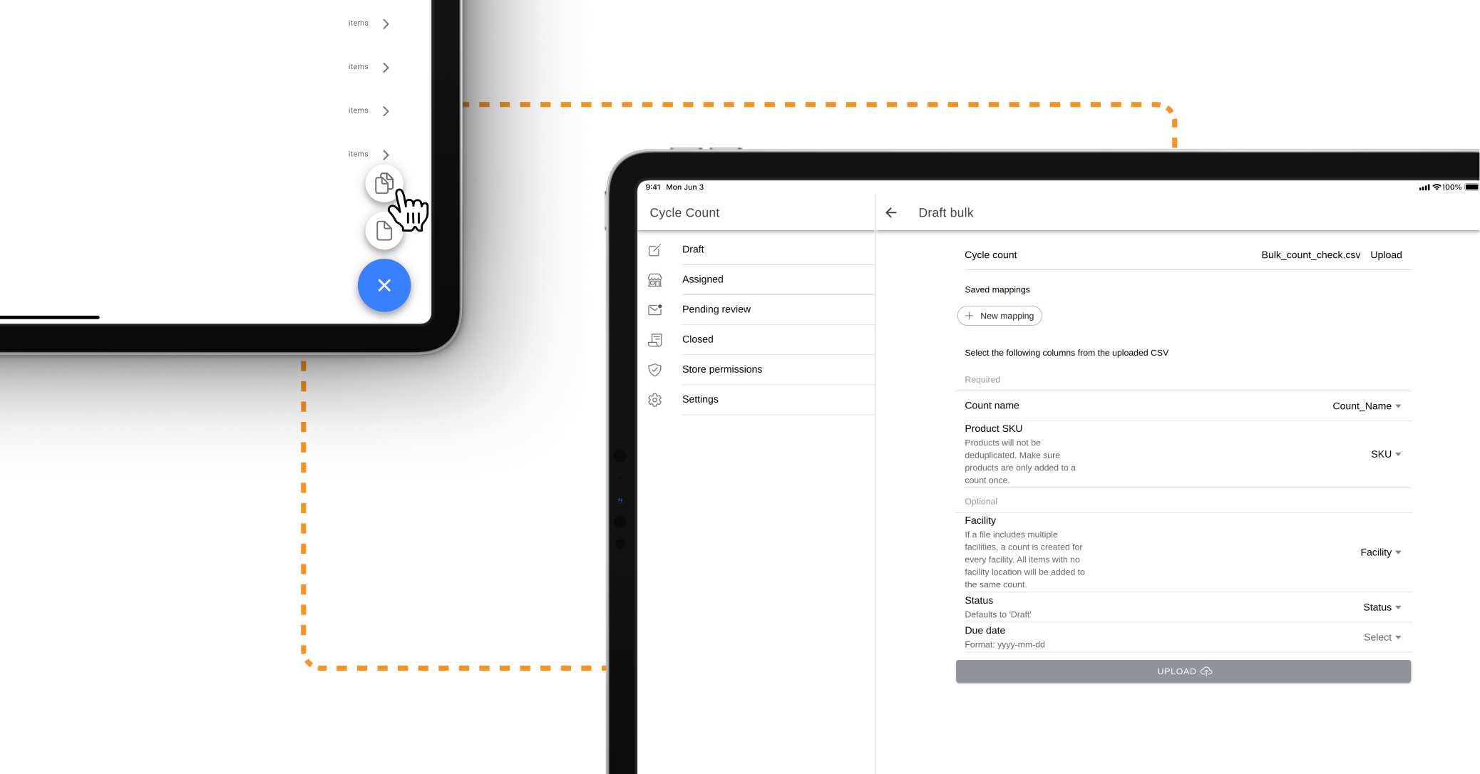 Bulk import of cycle counts, in the HotWax Commerce September 2024 release
